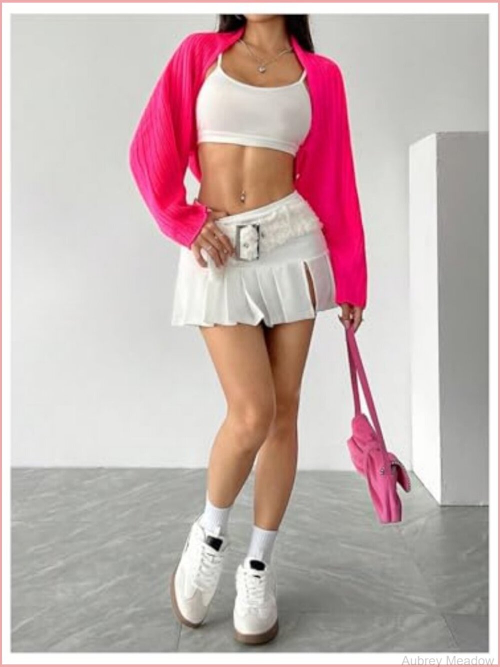 Cropped Open Front Rib Knit Long Sleeve Cardigan Shrug - Picture 6 of 6